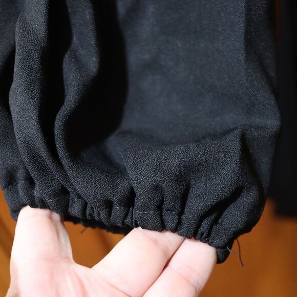 Vintage Black Pleated Mini Shirtdress Zipper Front 60s 70s Chic Academic - Picture 8 of 13